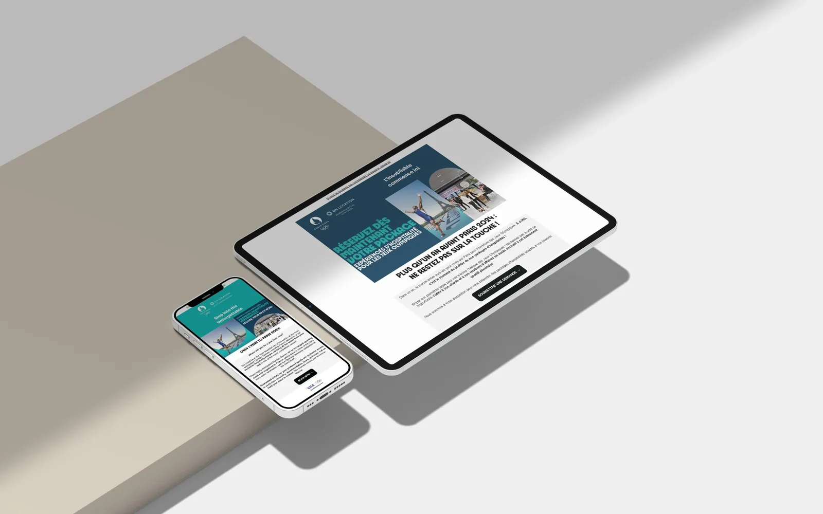 Emailing CRM On Location Paris 2024, tablette et mobile